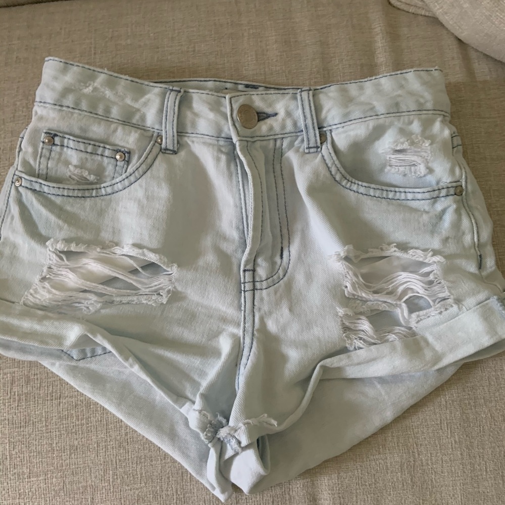 very light wash jean shorts